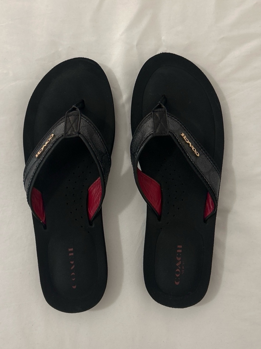 Coach Judy Black Signature Platform Flip Flop Sandals